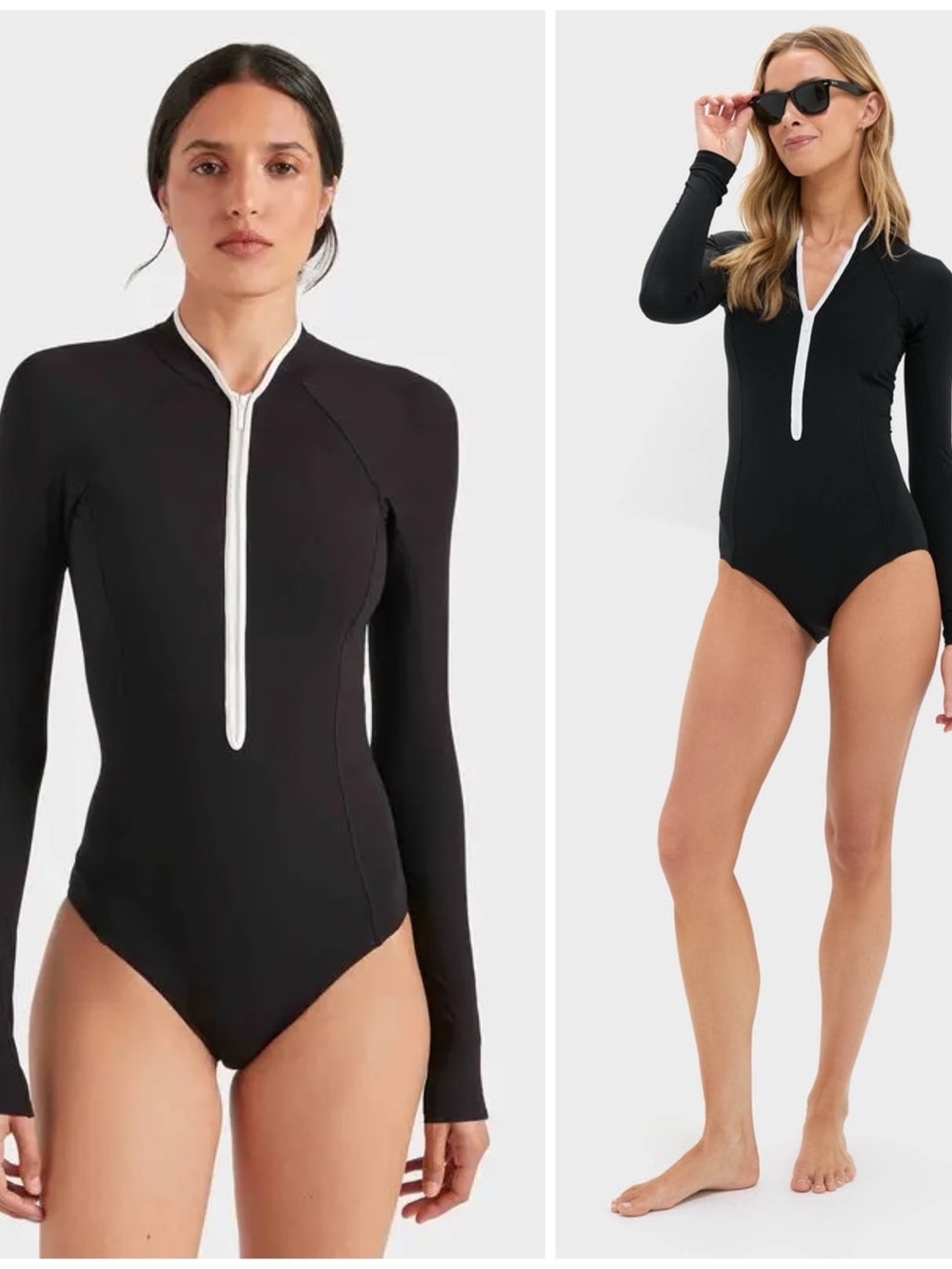 NWT Hunza G Tyra UPF 50+ Swim Surf Suit One-piece Black White Women’s Size M